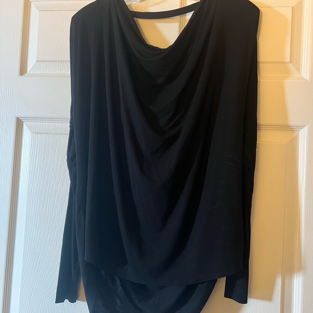 Express Black Asymmetrical Blouse with Relaxed Fit